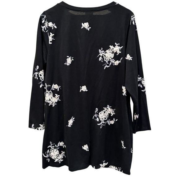 Fig & Flower Embroidered Button-Up Blouse Women's Size 1X Black Boho Cottage - Picture 5 of 10